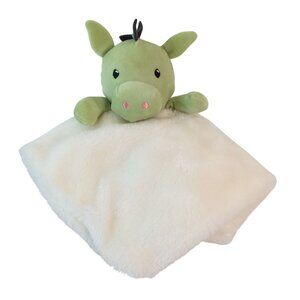 DTU Inc Green Dragon Lovey 12" Cream Baby Security Blanket Dinosaur